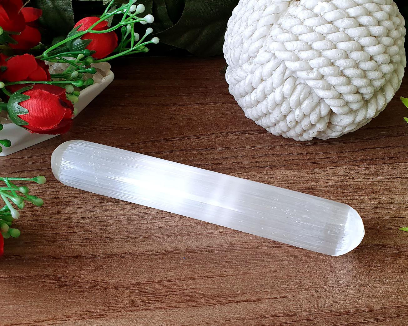Bastão de Selenita Para Reiki e Massagens