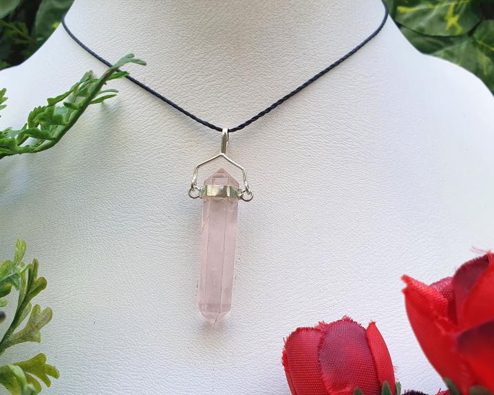 Quartzo Rosa - Jóias e Semijoias - Pingente de Quartzo Rosa Banhado a Prata 0