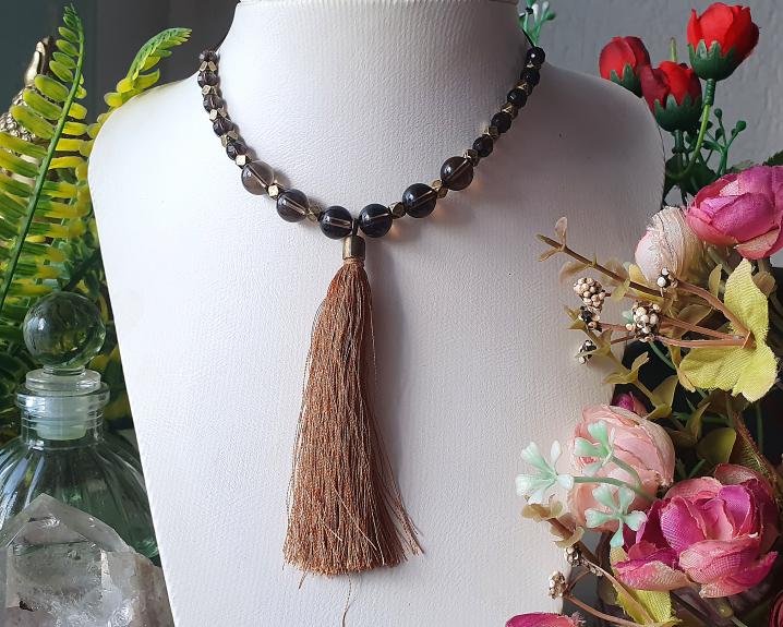 Colar de Quartzo Fum&ecirc; 