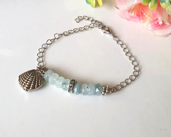 Pulseira de Água Marinha- Cristalina