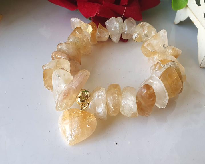 Pulseira de Citrino com Pingente