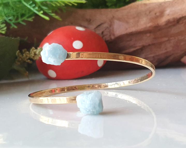 Bracelete de Água Marinha Banhado a Ouro