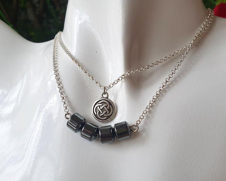 Colar Duplo de Hematita- Proteção de Odin