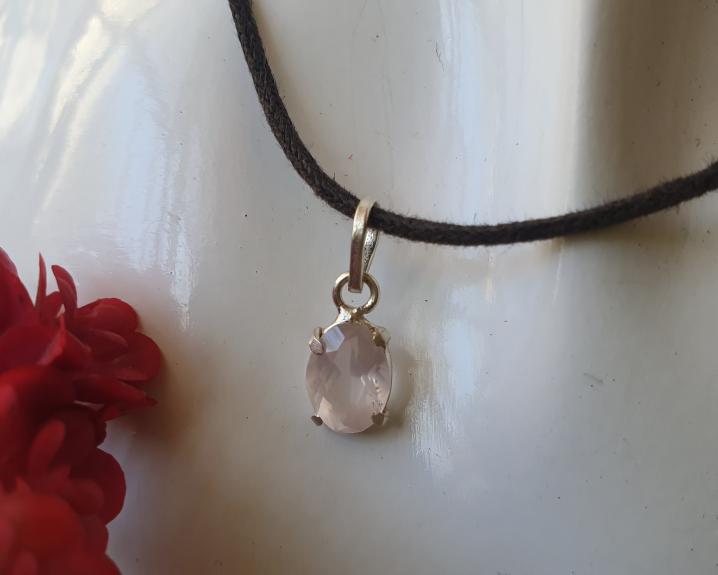 Quartzo Rosa - Jóias e Semijoias - Pingente de Quartzo Rosa em Prata 950 0