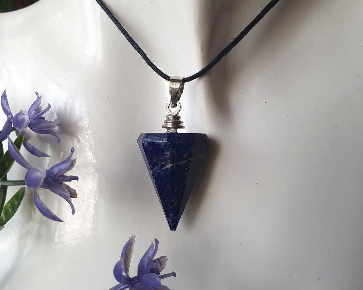 L&aacute;pis Laz&uacute;li - J&oacute;ias e Semijoias - Pingente P&ecirc;ndulo de L&aacute;pis Laz&uacute;li Especial Banhado a Prata 0