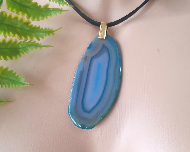 Pingente de Ágata Banhado a Ouro