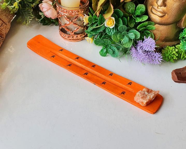 Porta Incenso de Calcita Laranja