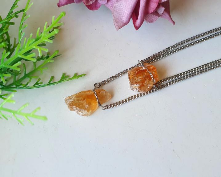 Citrino - Jóias e Semijoias - Escapulário de Citrino Banhado a Prata 0