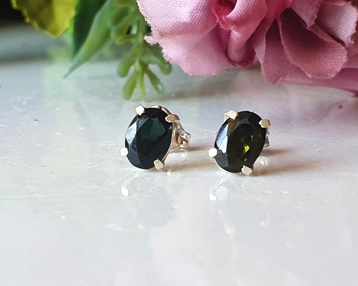 Brincos de Turmalina Negra em Prata