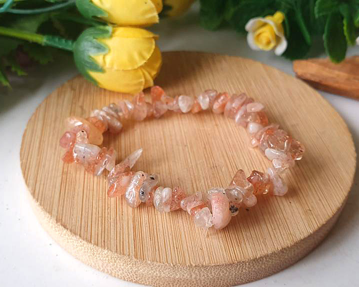 Pulseira de Pedra do Sol Iridescente (Natural)