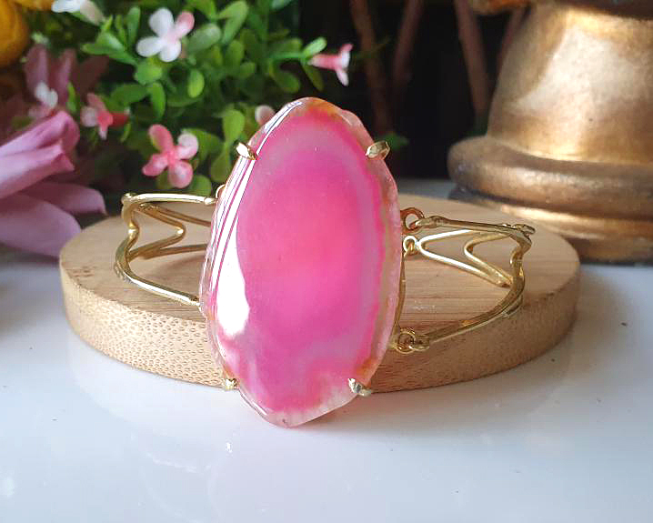 Bracelete de &Aacute;gata Banhado a Ouro