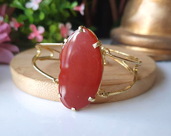 Bracelete de &Aacute;gata Banhado a Ouro