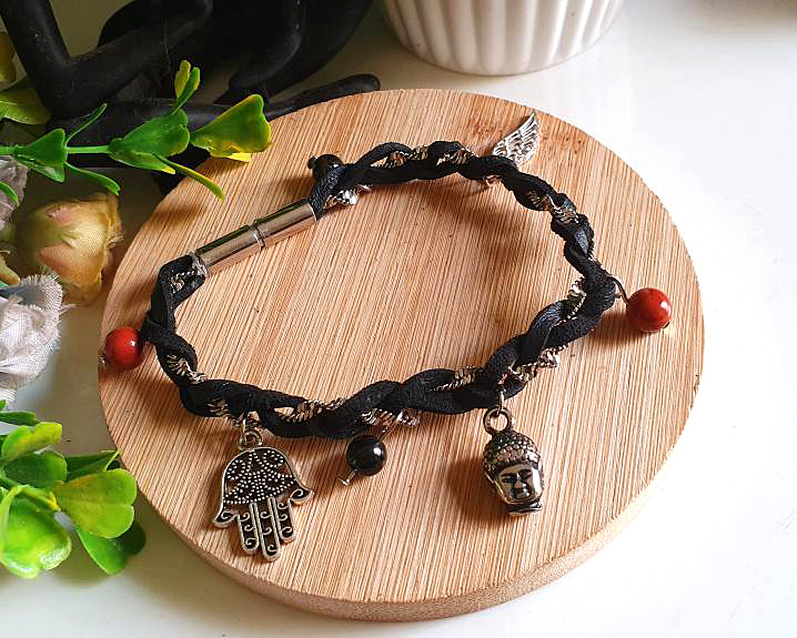 Pulseira de Proteção dos Guias- Jaspe Vermelho e Turmalina Negra