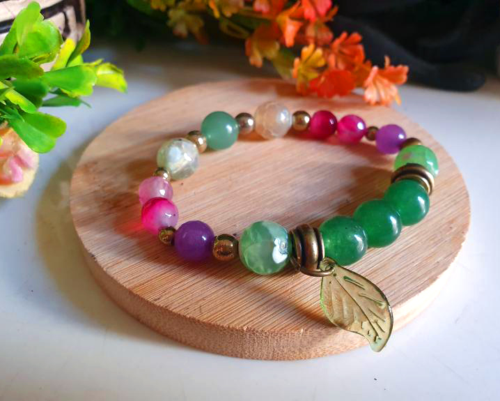 Pulseira de Ágata e Quartzo Verde - Kambucha-