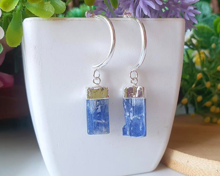 Cianita Azul - Jóias e Semijoias - Brincos de Cianita Azul Banhados a Prata 0