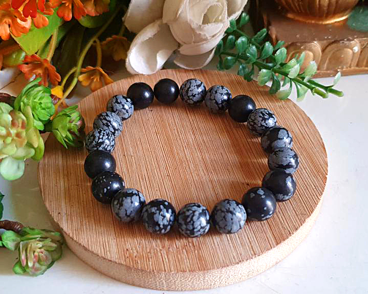 Pulseira de Obsidiana Flocos de Neve