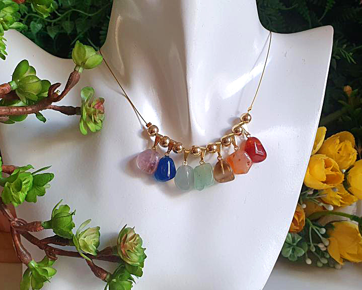 Colar dos 7 Chakras Banhado a Ouro