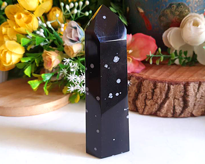 Ponta de Obsidiana Flocos de Neve 140g