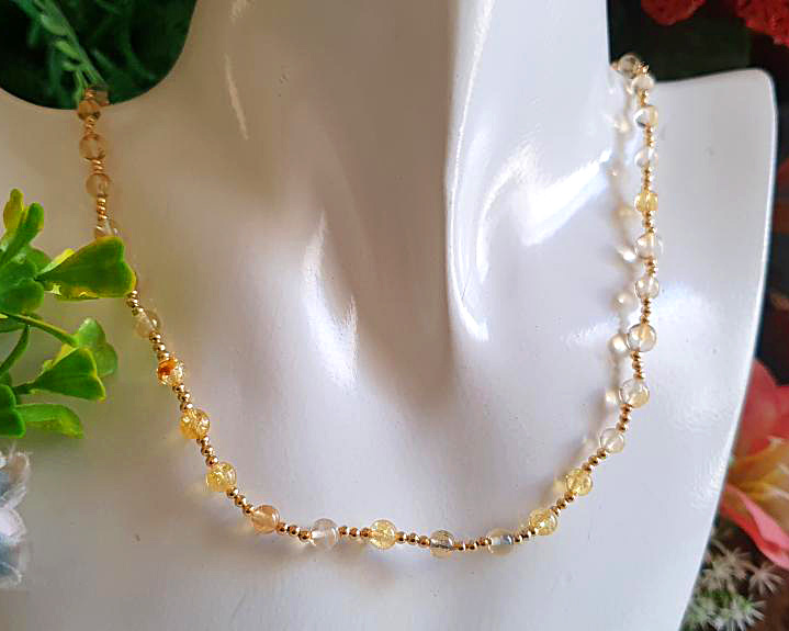 Colar de Citrino Especial Banhado a Ouro