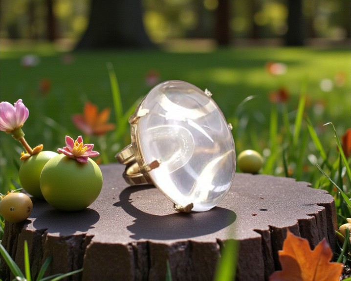 Anel de Cristal Banhado a Ouro (Ajustável)