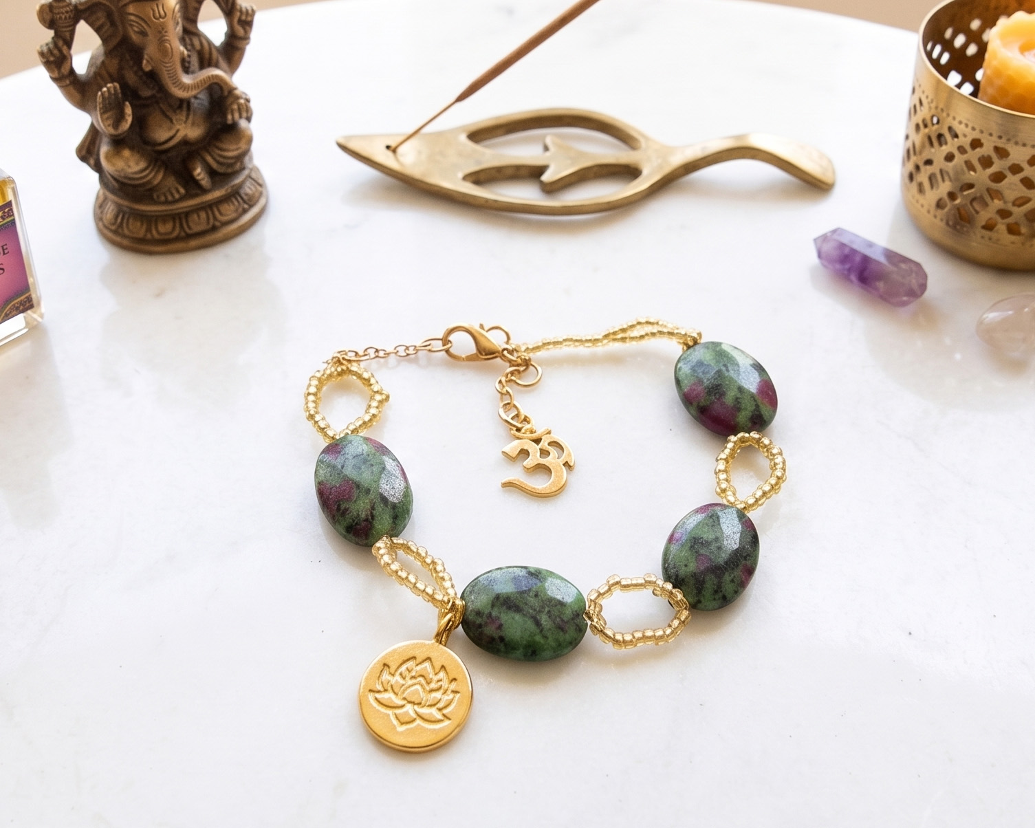 Pulseira de Rubi e Zoesita