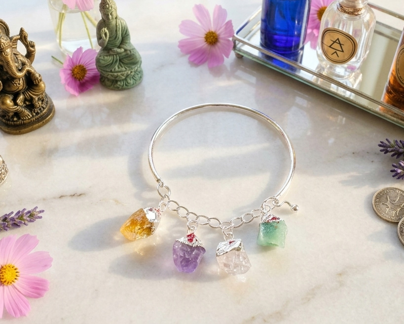 Bracelete de Pedras Mistas Banhado a Prata