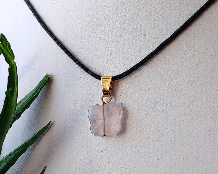 Quartzo Rosa - Jóias e Semijoias - Pingente de Quartzo Rosa Borboleta 0