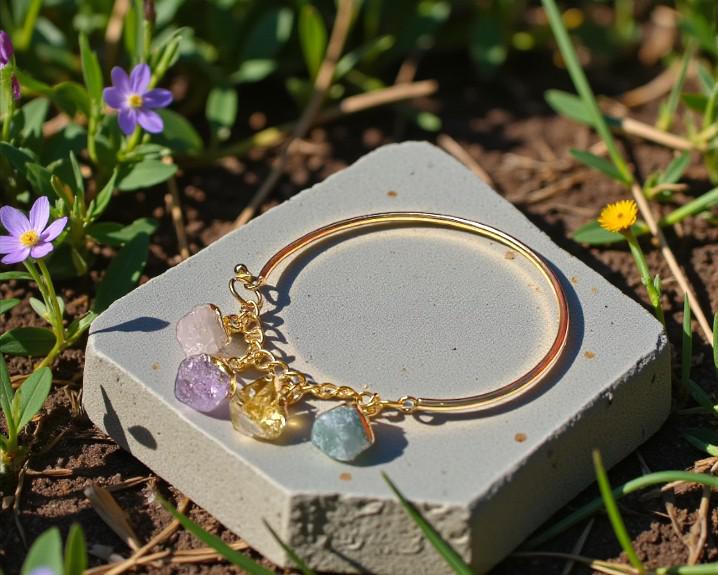 Bracelete de Pedras Mistas Banhado a Ouro