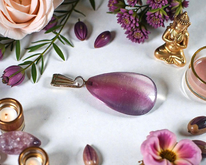 Pingente de Fluorita Banhado a Prata