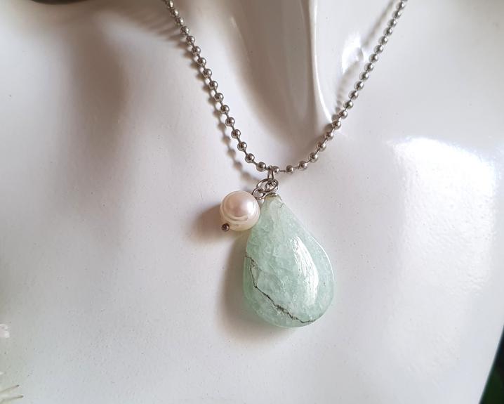 Colar de Água Marinha e Pérola