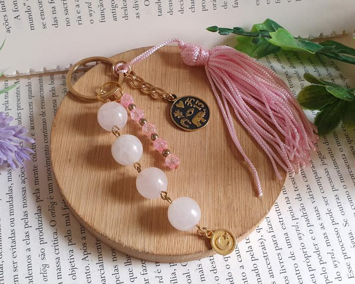 Chaveiro de Quartzo Rosa- Love Charm