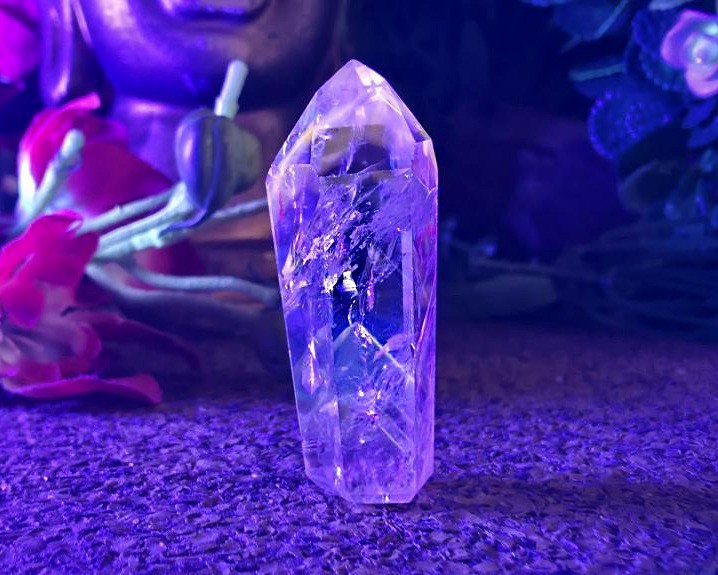 Biterminado de Cristal Powelite (Brilha na Luz Negra UV) RARO 16g