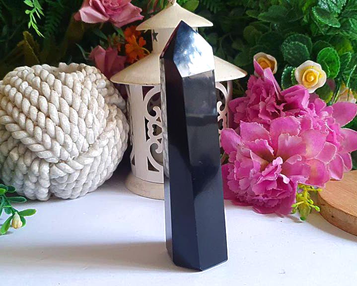 Ponta de  Obsidiana Negra 102g