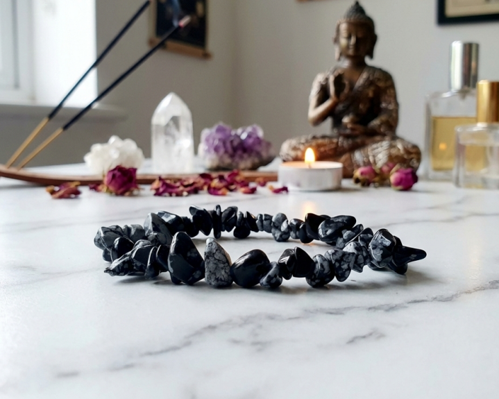 Pulseira de Obsidiana Floco de Neve