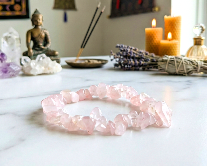 Pulseira de Quartzo Rosa