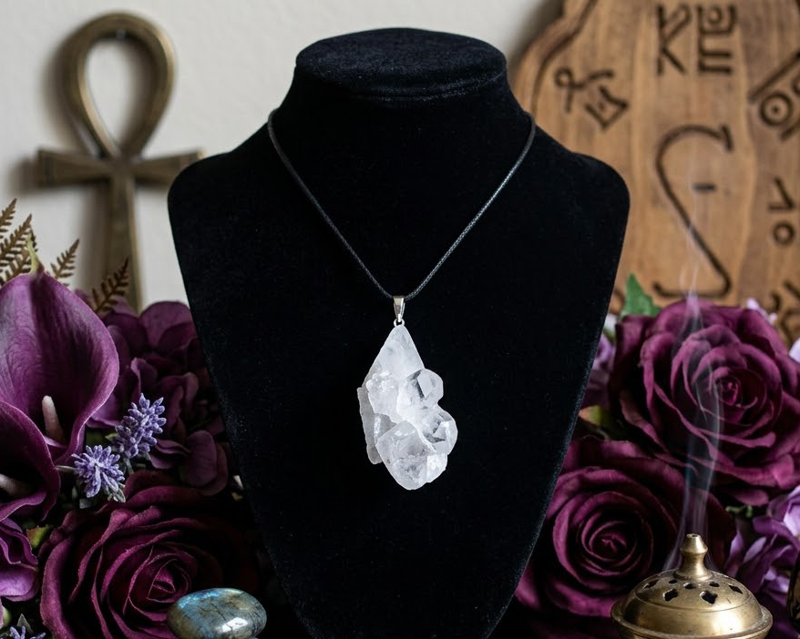Pingente Drusa de Cristal Banhado a Prata